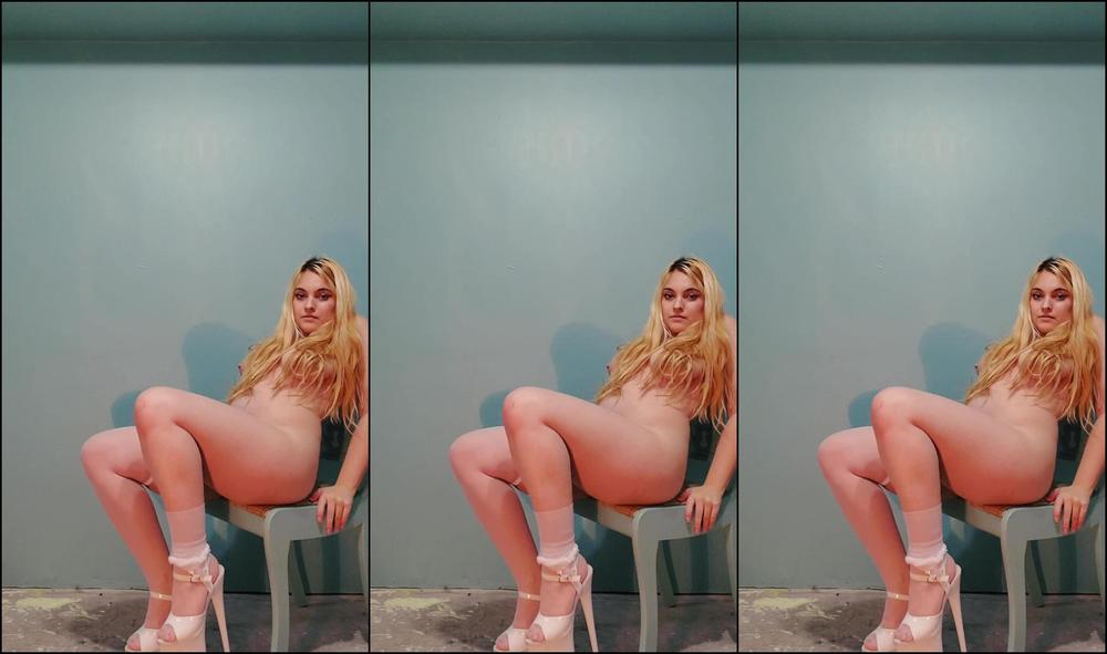 White Lingerie Sexy Strip Tease & Chair Dildo Ride