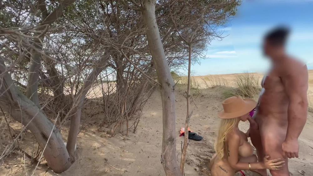 Sexy Blonde Fucking and sucking at Desert - Facial Cumshot - FlopiChill