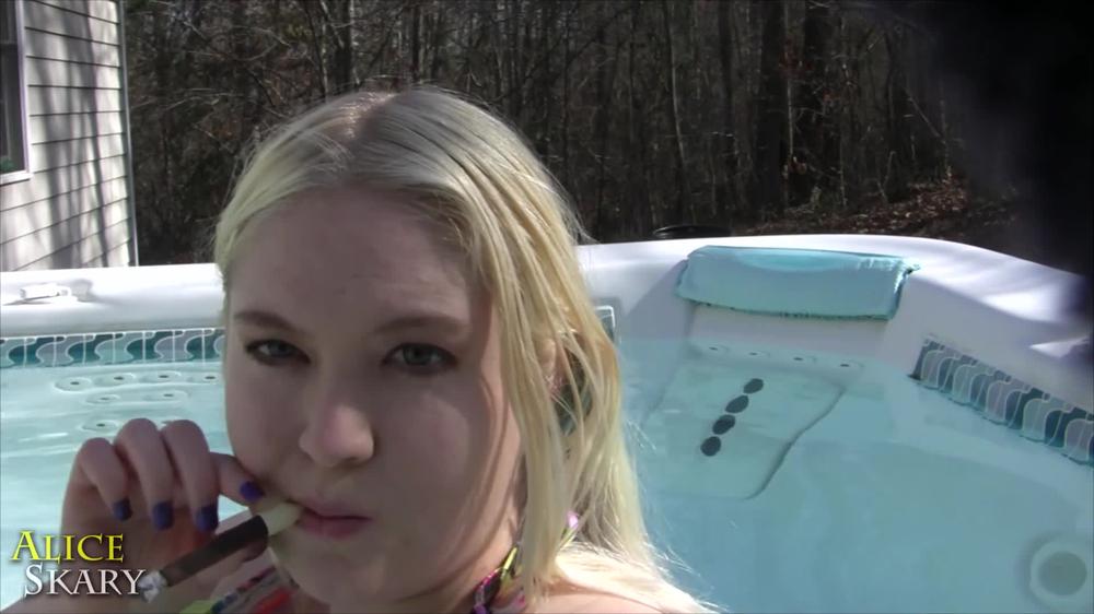 Smoking A Black & Mild In Hot Tub