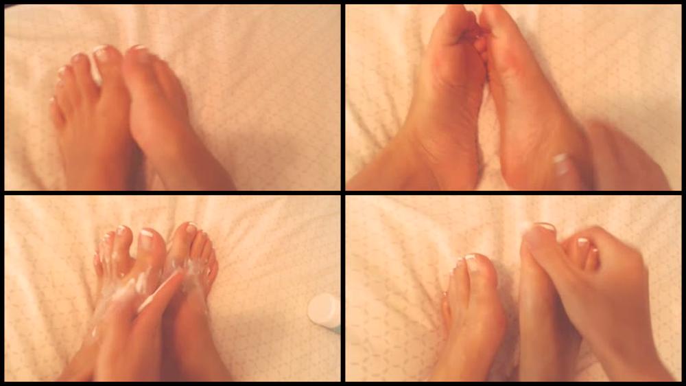 Bellawild Showing Off A French Pedicure W Lotion
