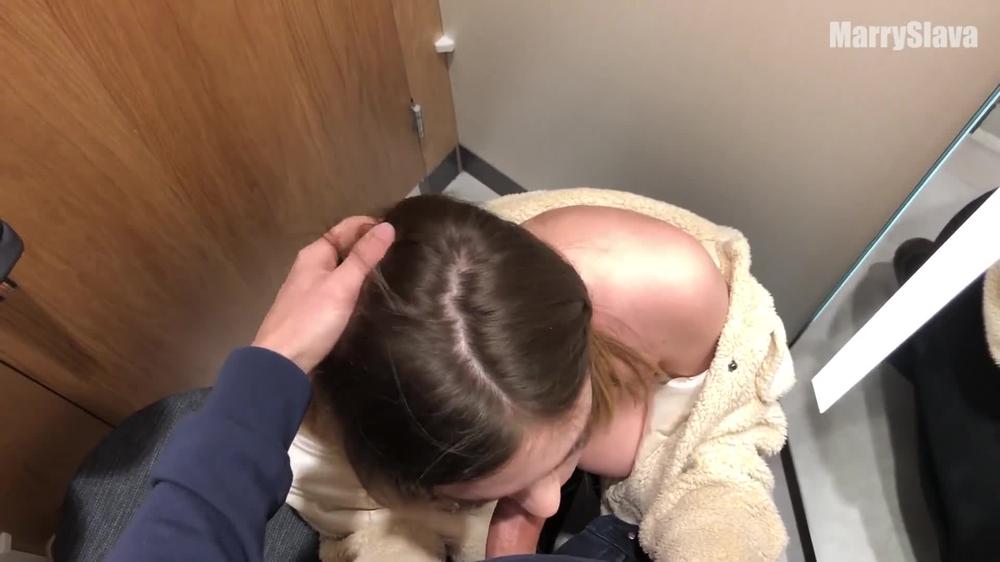 003 Deepthroat Blowjob In The Fitting Room. Swallow His Cum