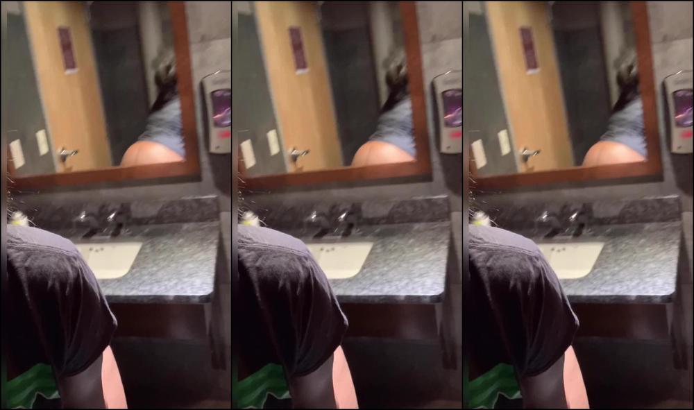 Public Bathroom! Sneak play w/ fat wet pussy, Wants boss to walk in & help!