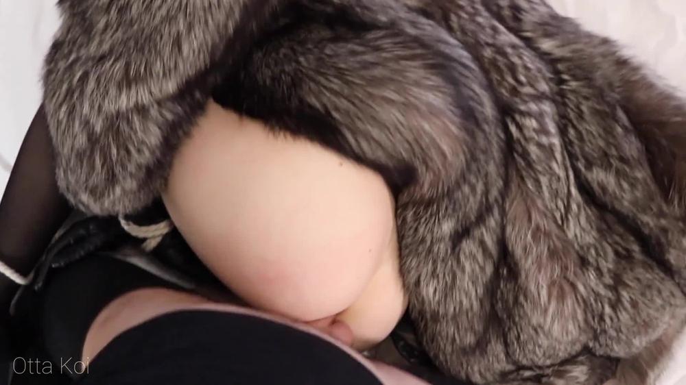 He fucked my ass and cum in mouth. Rough anal fuck in fur coat - Otta Koi