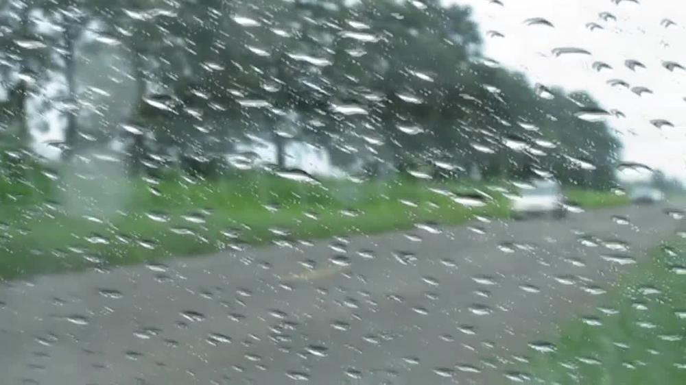 Masturbation on the road with rain