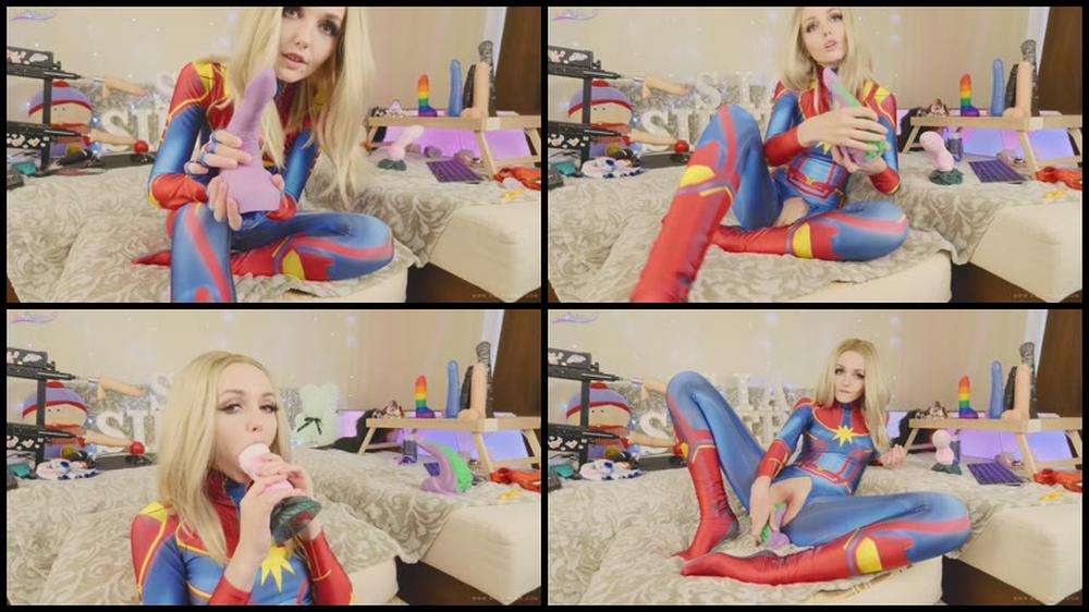 Amateur Teen In Suit Captain Marvel Tests New Toys Bad Dragon Sia Siberia
