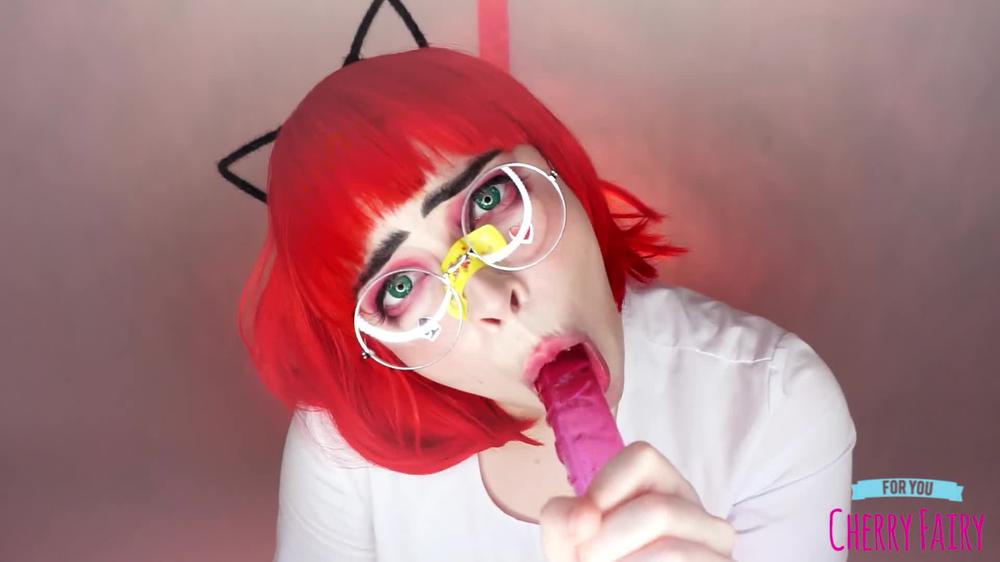 Redhead Teen Suck Long Pink Dildo