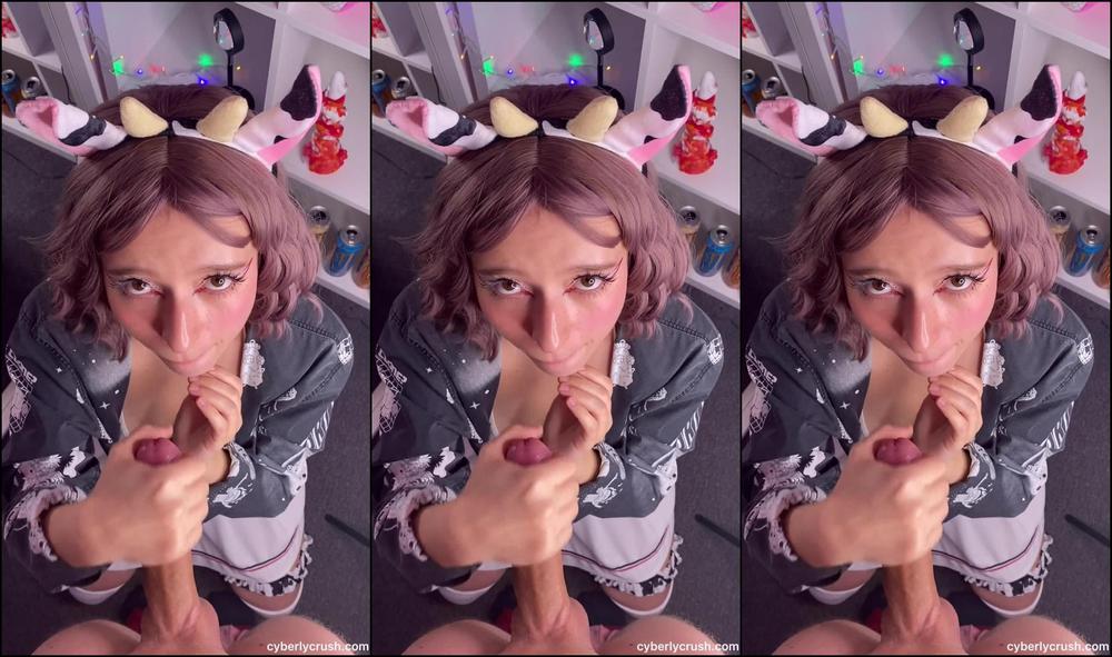 TikTok Whore Suck Cock And Get Cum On Her Face / POV Blowjob - CyberlyCrush