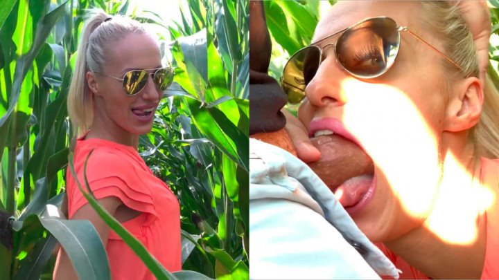 Throat Goat Amateur Blonde Facefucked In Cornfield