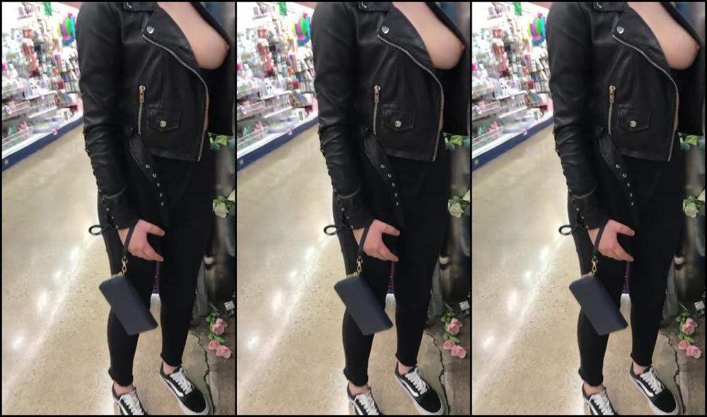braless flashing perky tits in public