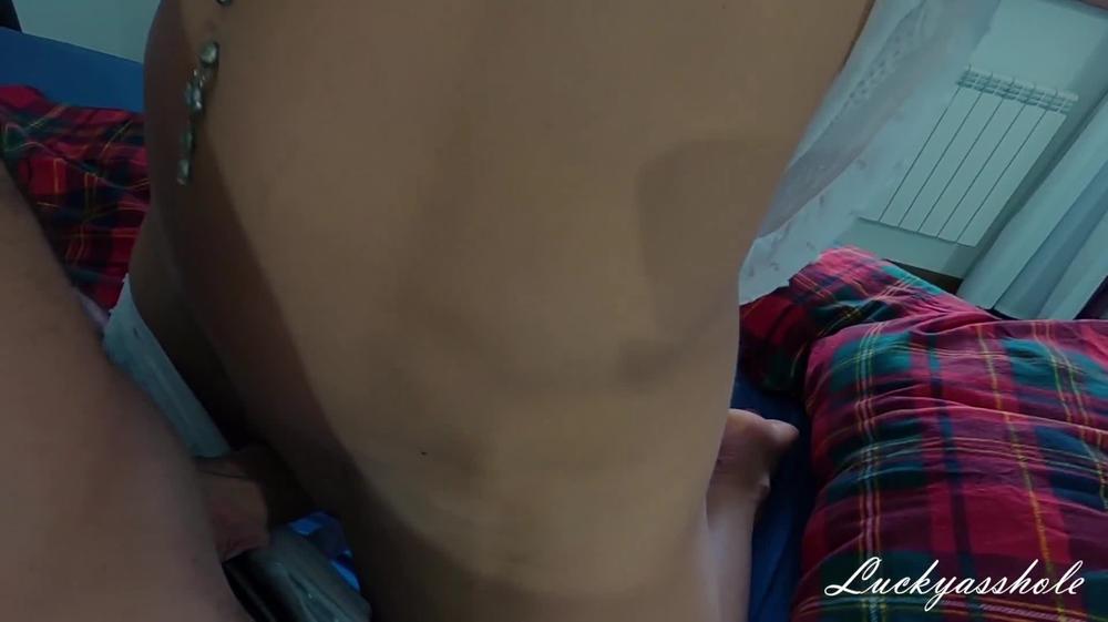 Stepbrother woke me up to fill my pajama panties with hot cum