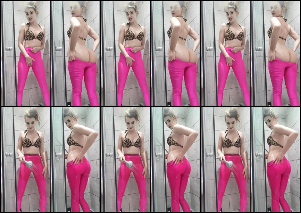 Brooklogan 20 11 2019 89886101 Teasing And Getting Soapy In My Sexy Pink Lycra Leggings