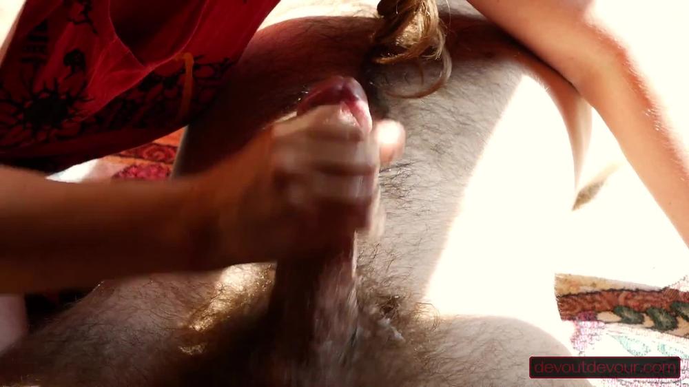 Up-Close Handjob and Blowjob: Oiled Thick, Hairy Dick Gets Sucked and Stroked by Enthusiastic MILF