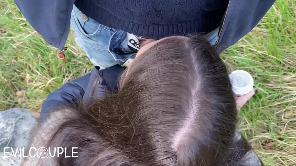 I gave him Sloppy Blowjob in Woods ( Cumshot into my starbucks + cumdrink )