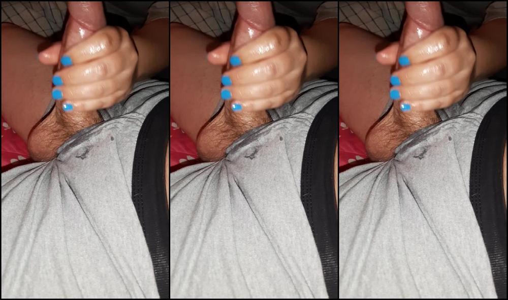 Step mom snuck into my room after dad went to bed. Goodnight handjob.