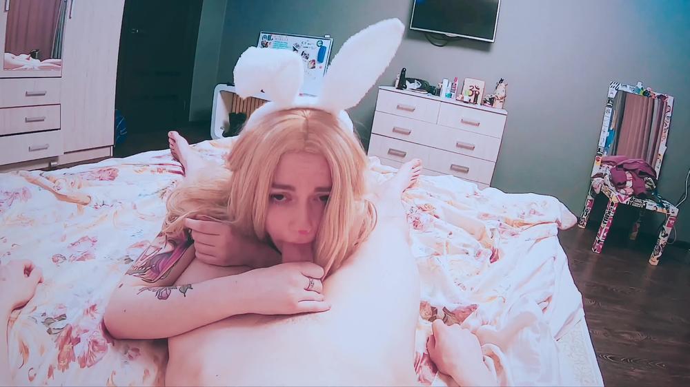 I Fuck a Cute Bunny and cum on her belly POV BJ Cosplay Cunnilingus 4K