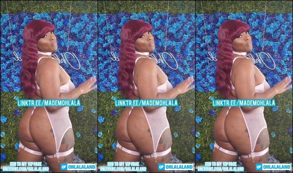 Flexible ebony bbw mademohlala gets freaky nasty with a double dildo || spit goddess + pretty feet