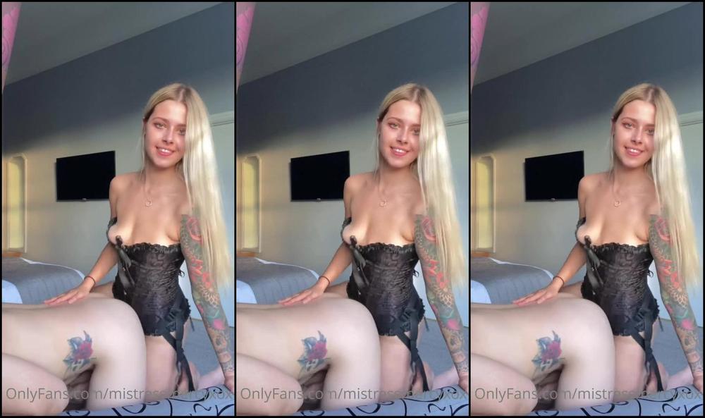 Blonde Femdom pegs ex boyfriends ass until he cums hard