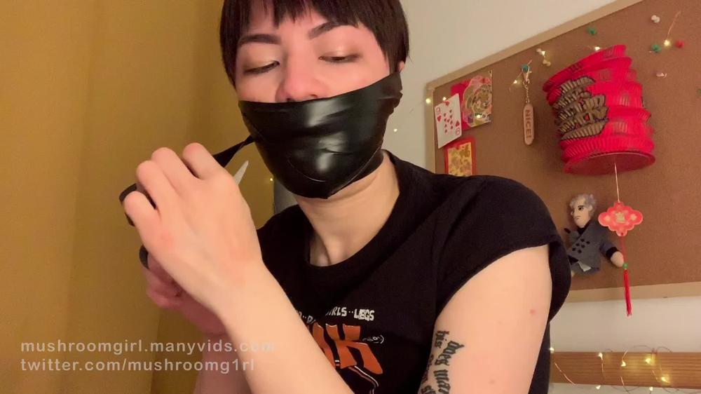 Mushroomgirl Self Wrap Gag With Electrical Tape Manyvids