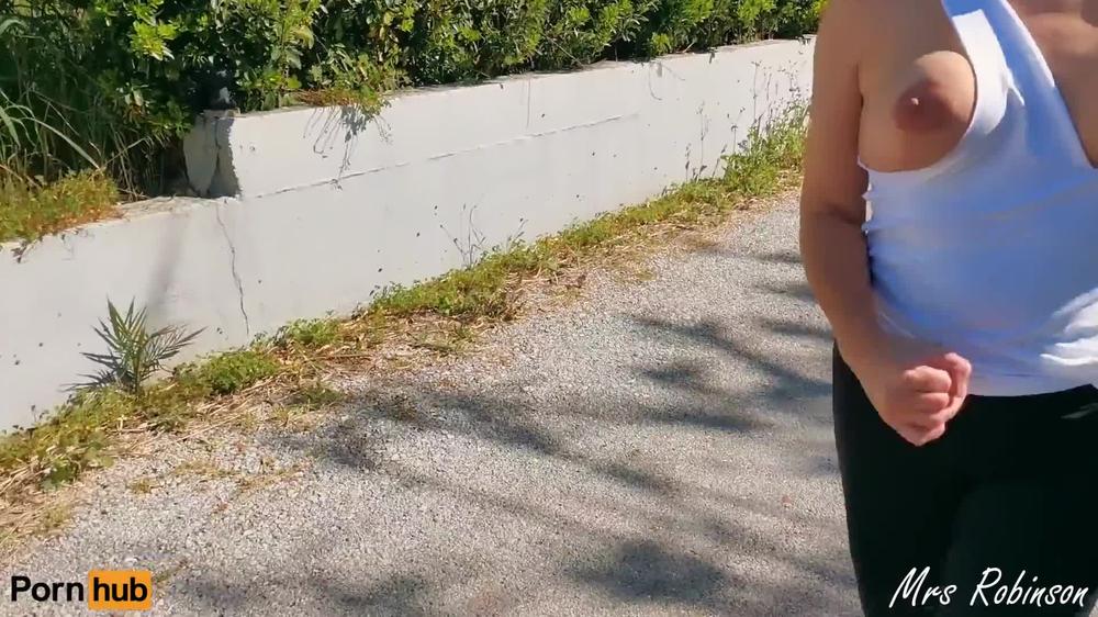 My Big Natural Braless Bouncing Tits jump out of my top in Public