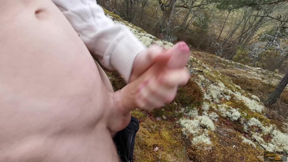 Exhibitionist boy shoots a massive load outdoor - Johann Wood