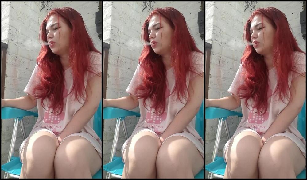 Xo Bunny P-- Desperation Redhead Must Finish Cigarette Outside The House To P--