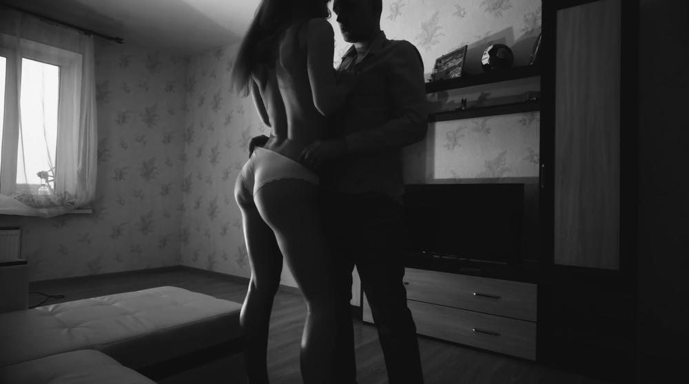 She tries on various panties and goes to his room to get fucked. ART PORN