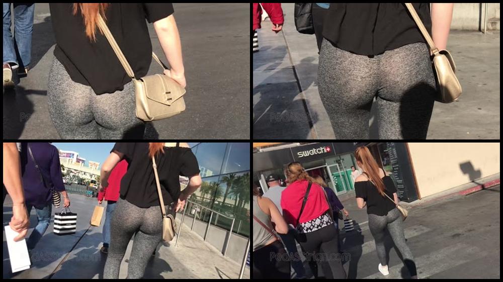 0033 Yoga Pants Public Teen Ginger Candid Creepshot Hd Nice Ass Grey Jiggles See Thru