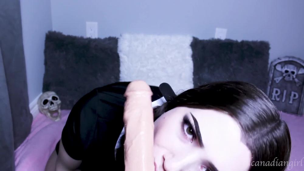 Wednesday Addams blowjob dildo fuck facial - lilcanadiangirl