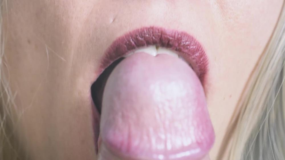 Sensual close up tongue blowjob