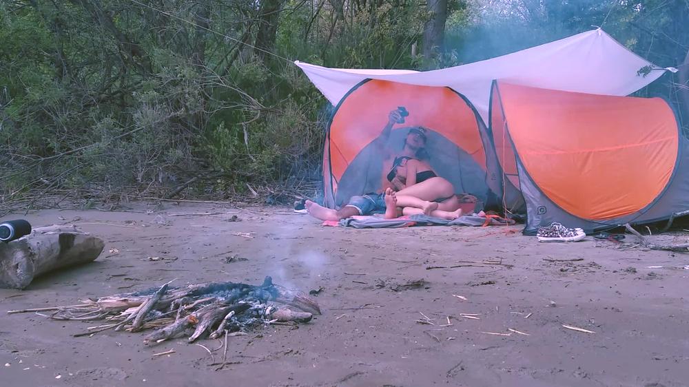 Hot Girl sucked a fat dick in nature. Сhill, Blowjob, Bonfire