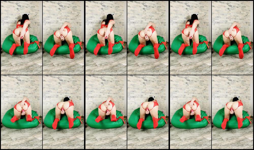 Polly Pure Official 05 01 2021 2001945291 Christmas Video Part 2 Red Socks Red Lingerie Pink Dildo I Put The Camera On A Tripo