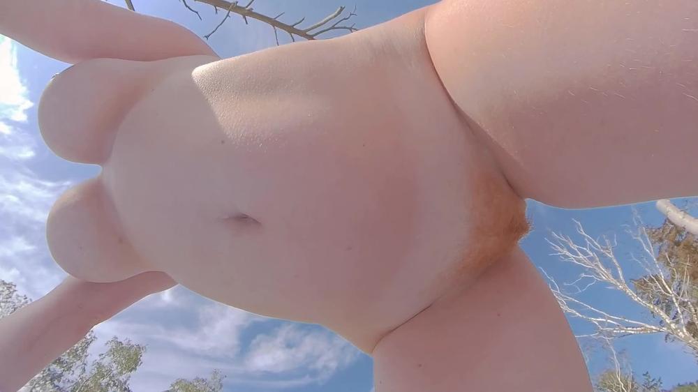 NAKED HAIRY GINGER PUSSY BEACH YOGA STRETCH | Big Tits Curvy Amateur Redhead MILF Risky Public Nude