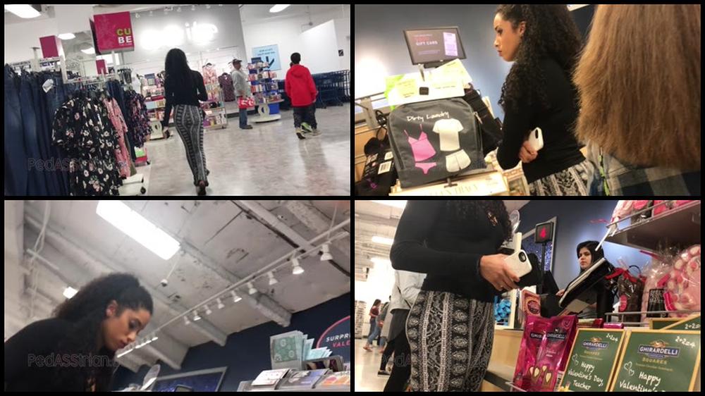 0011 Mixed Girl Candid Creepshot Video Booty Jiggles Leggings Nice Booty Street Public Voyeur