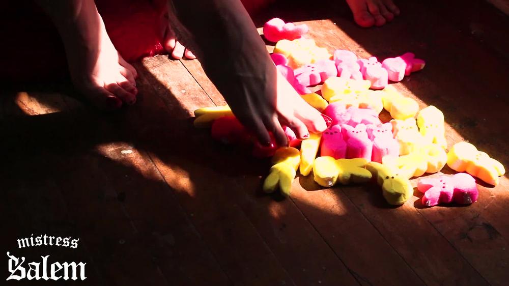 Mistress Salem Barefoot Marshmallow Peeps Trample