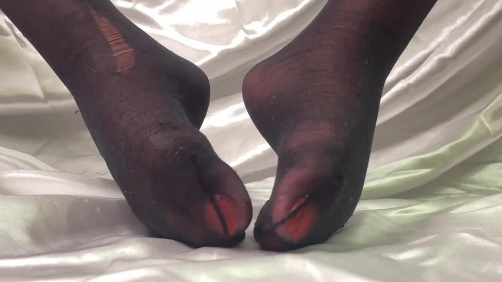 Torn Black Nylons High Heels Removal