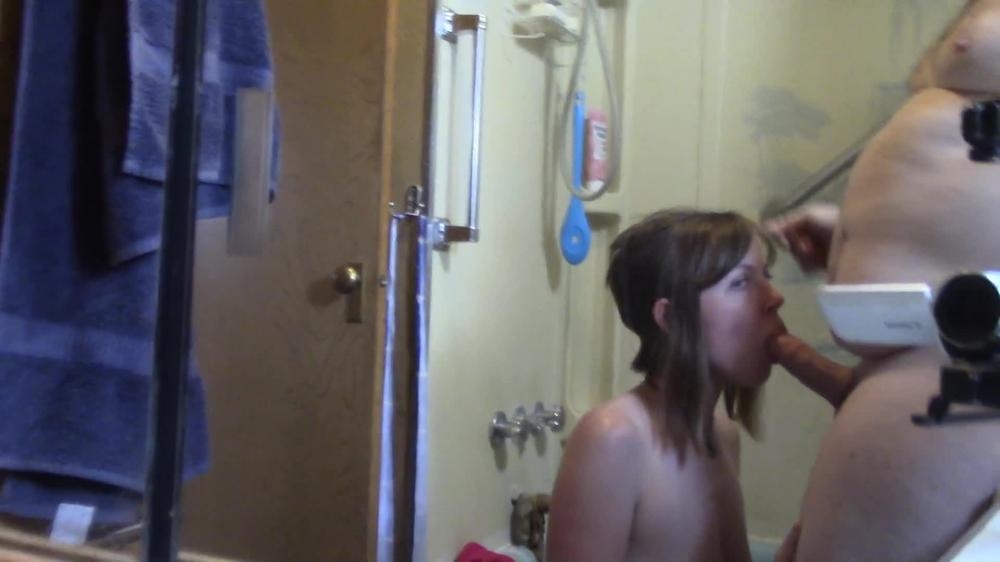 Teen Schoolgirl Blowjob Old Man in Bathroom Swallow Mirror POV Lavender Joy