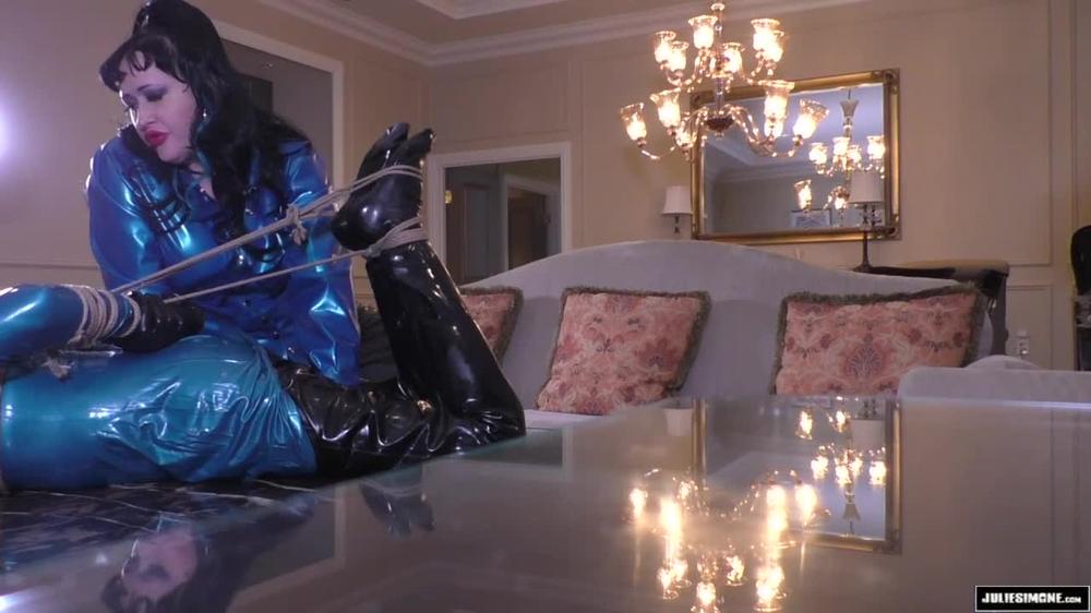Femdom Hogtie Bound Orgasm In Rubber