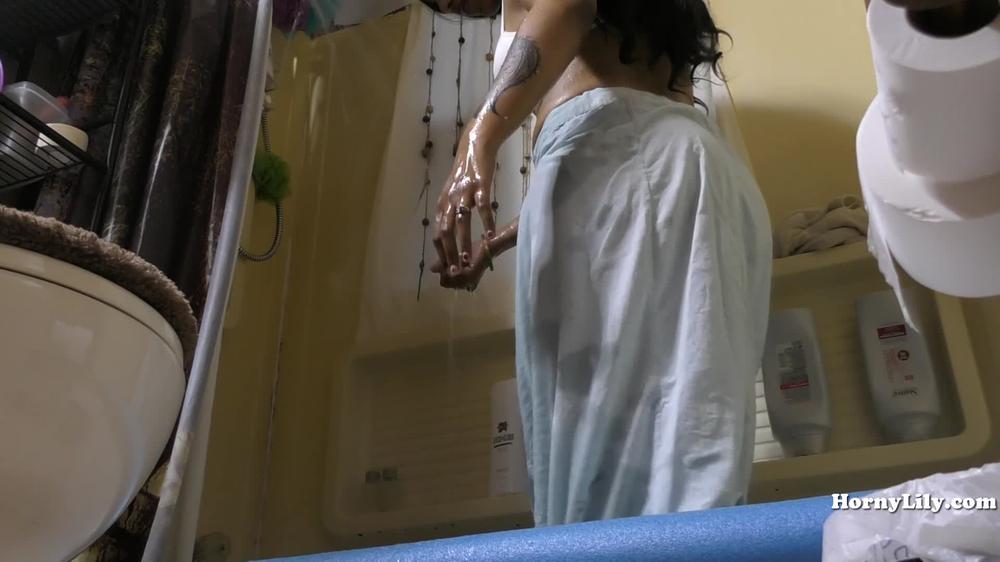 South Indian Maid Cleaning And Showering 