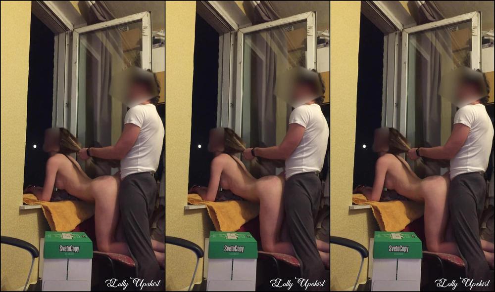 Risky doggystyle sex in the window in front of neighbors (public sex)