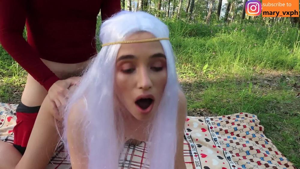 Huge cumshot on cute elf face (Awesome blowjob & sensual sex)