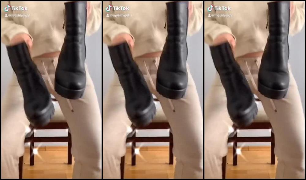 Tik tok shoes transition challenge with busty hot brunette. MyShinyGirl