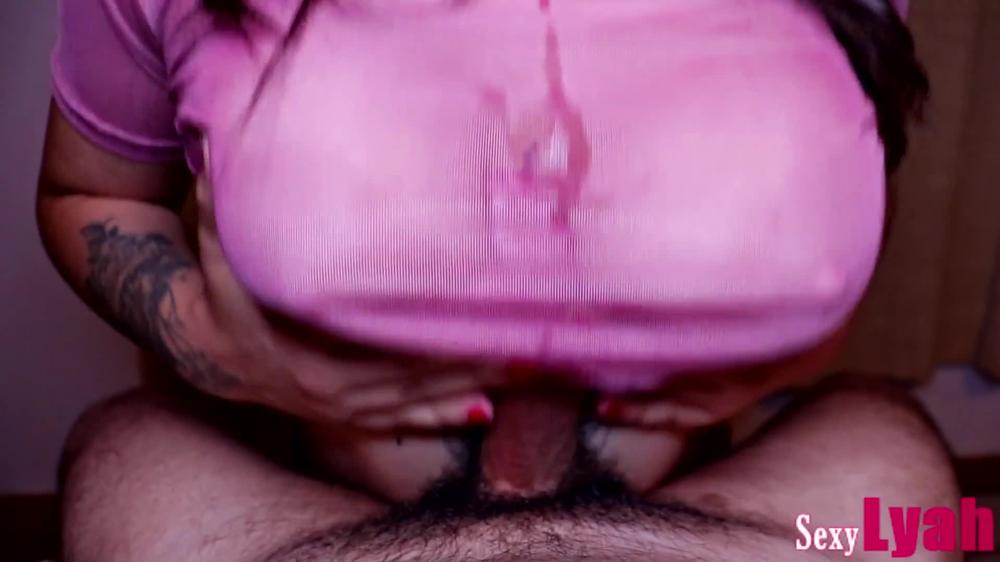 Hot Titfuck until he Cums on my Sheer Pink Shirt