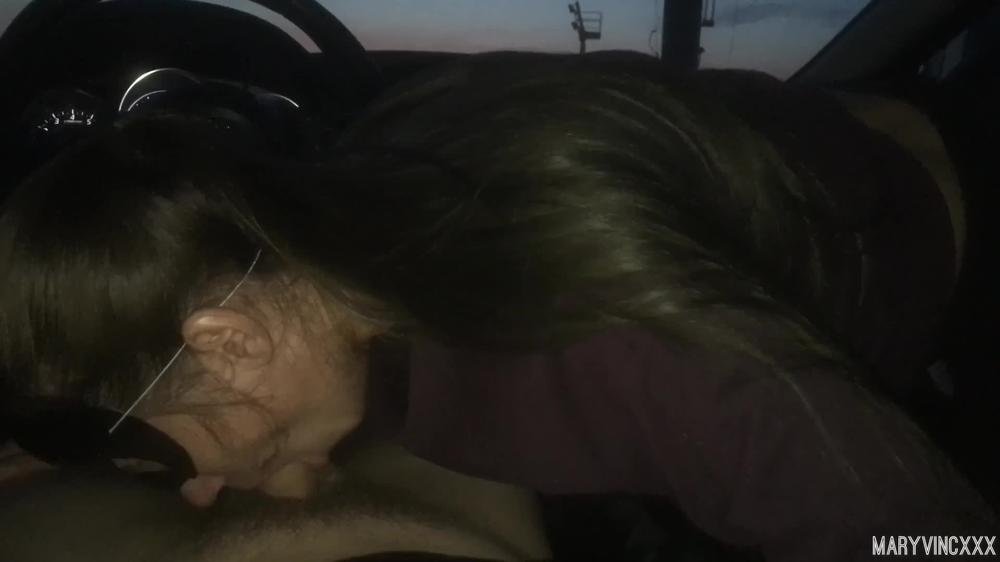 Cum in Teen mouth after epic handjob in car + public blowjob - MaryVincXXX
