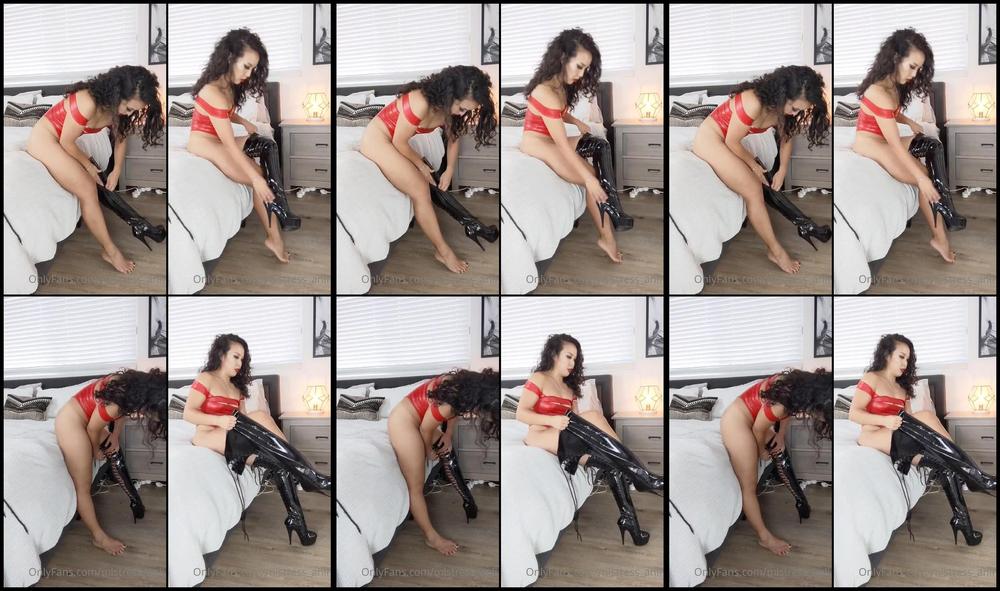 Mistress Anli 14 10 2020 1053103124 Me Putting On My Thigh High Patent Leather Boots And Talking About Why I Love Chastity