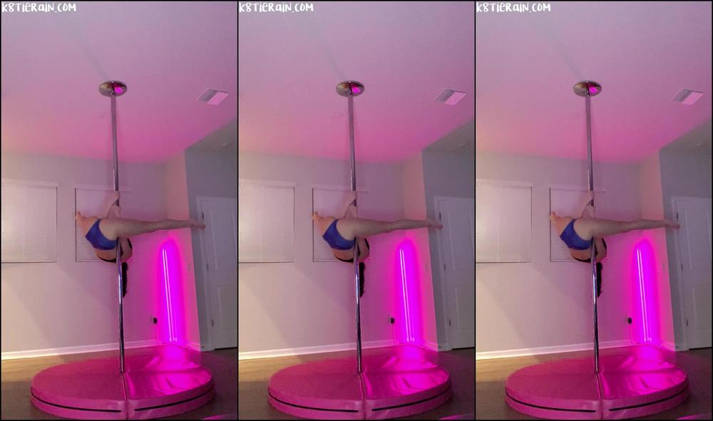 DARK HAIR BLUE EYED GIRL WITH SEXY ASS GETS INTO POLE FITNESS