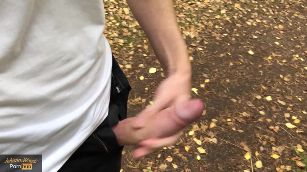 Walking around with my cockring and rockhard, uncut dick | Massive cumshot | Johann Wood