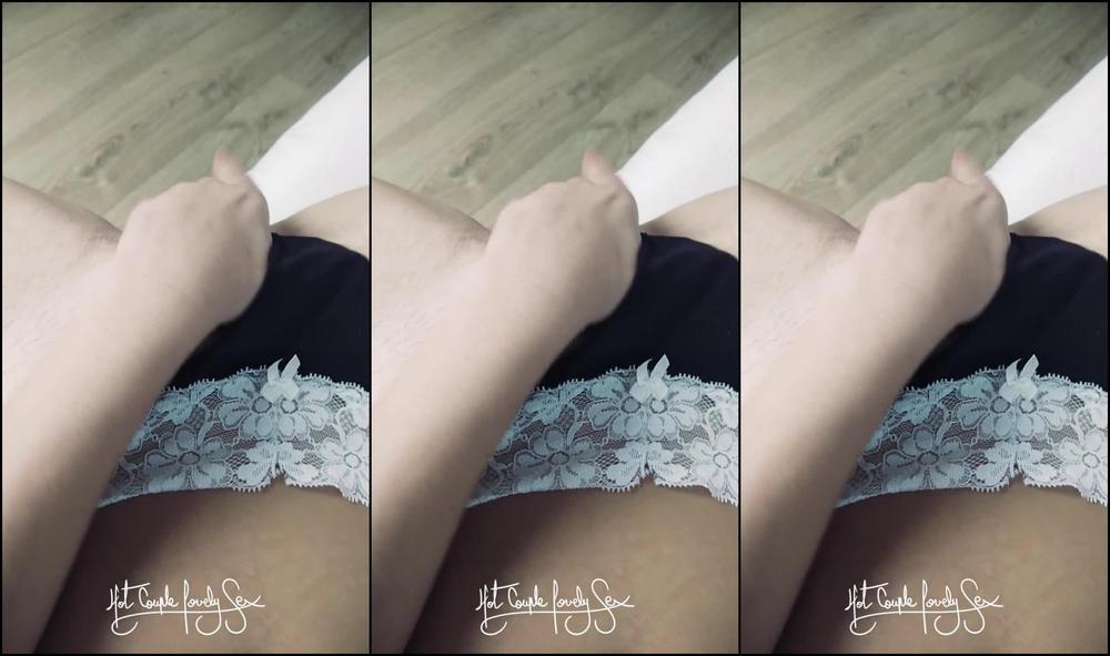 Phone clip: Real orgasm after watch lesbian porn. Blue panties + wet pussy