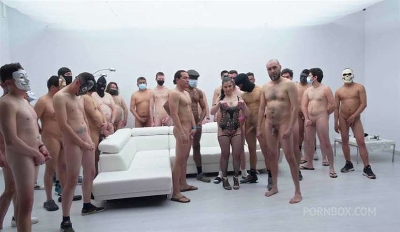 Nadja Stone - 29 Guys Cum in Mouth, Bukkake, Nadja Stone, 5on1, BBC, DP, Swallow