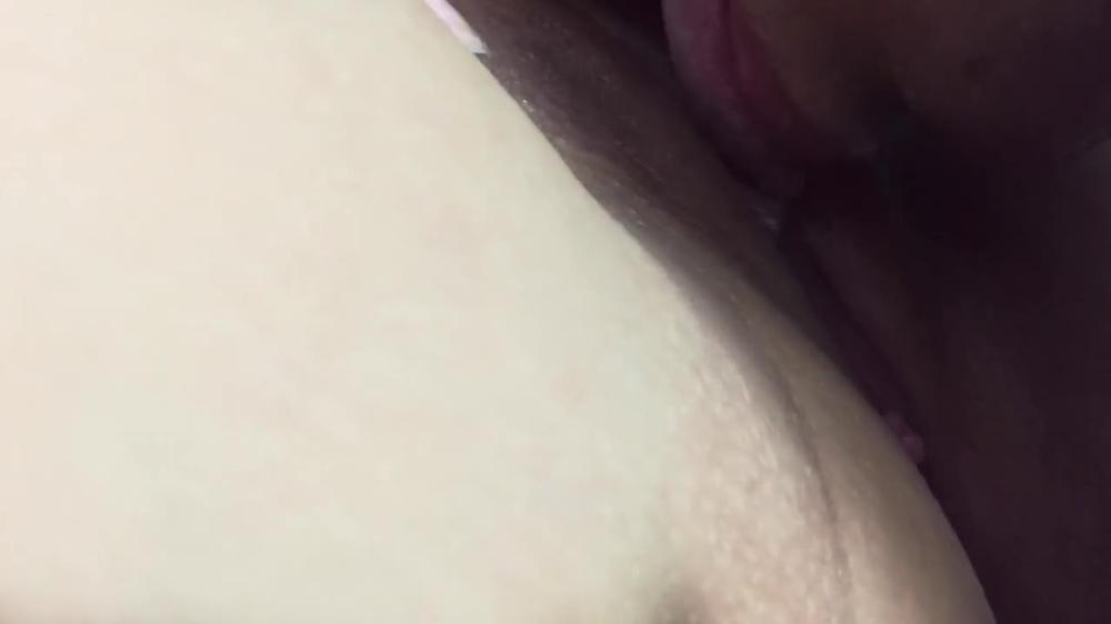 CLOSE UP!  Tight pussy is licked and penetrated, gets creampie