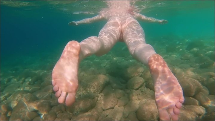 Ginger Ale Ginger Girl With Big Natural Tits And Perfect Body Swimming Naked In Sea